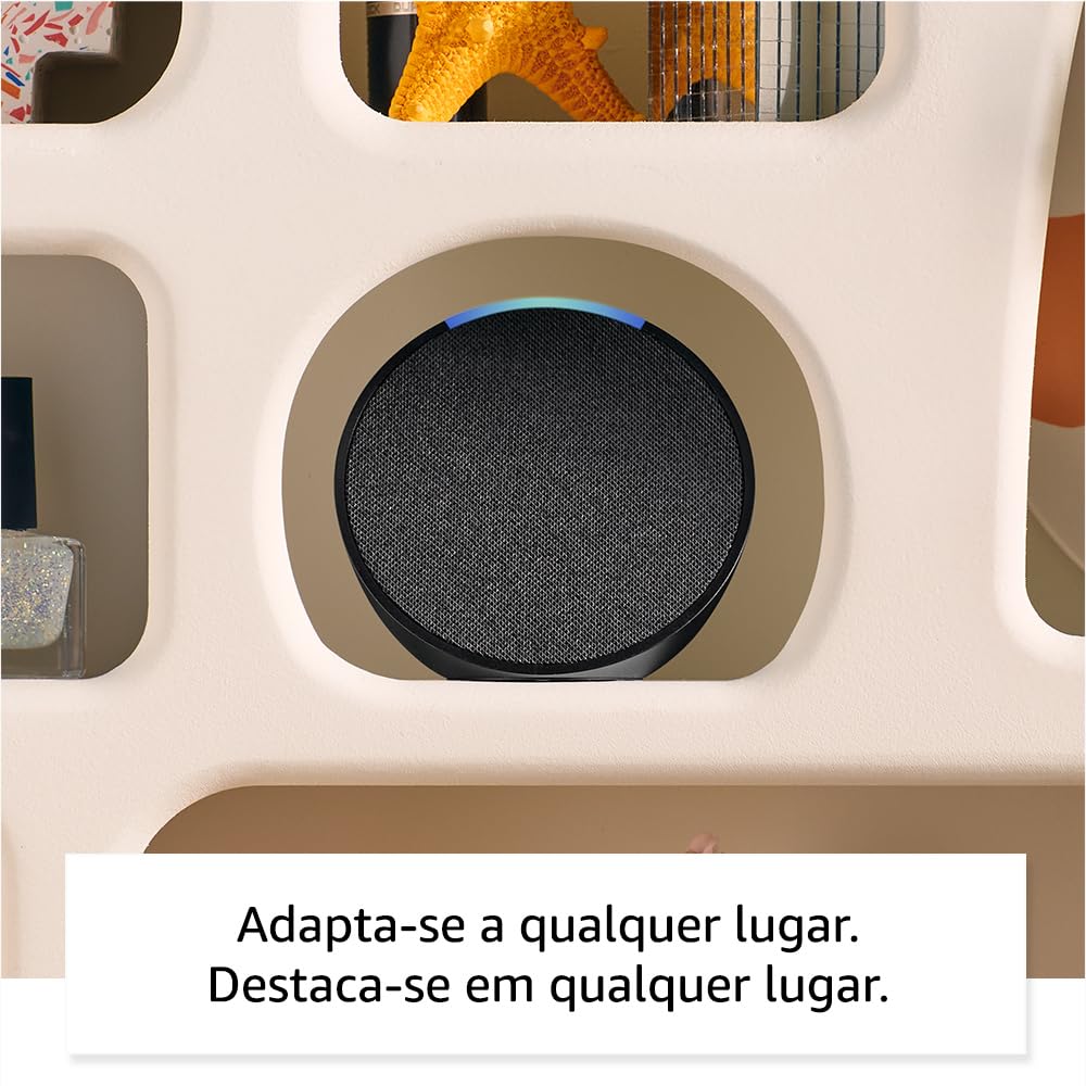 Echo Pop | versión internacional | Altavoz compacto inteligente con wifi, Bluetooth y de sonido potente con Alexa | Color Antracita | Idioma portugués no disponible