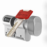 Lince - Cilindro de cerradura de alta seguridad con botón C7 L30+B30 | Desbloqueable con 5 llaves | Color níquel | Resistente a todas las técnicas de robo conocidas