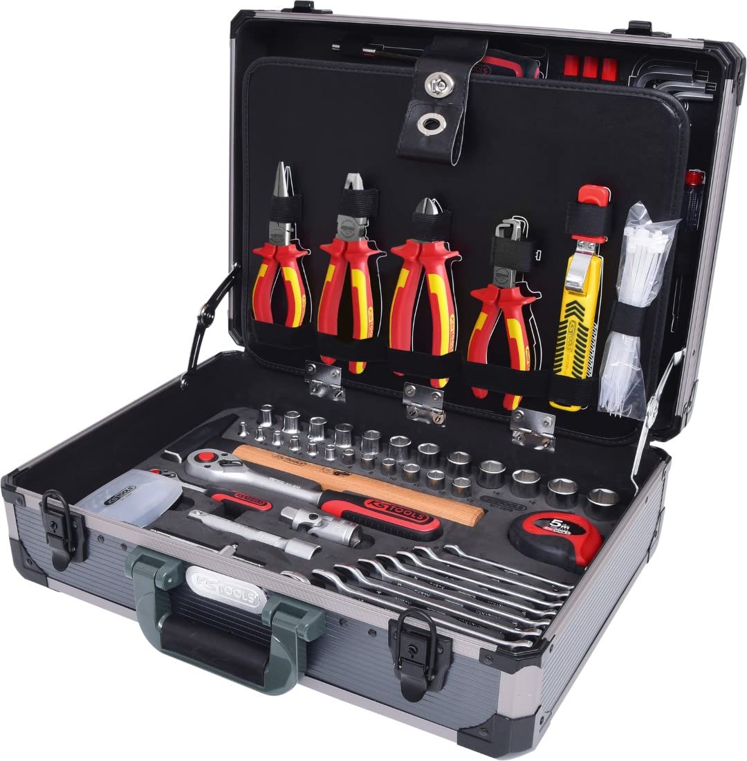 KS Tools 911.0628 1/4" + 1/2“ Maletín de herramientas de electricista, 128 pzs.