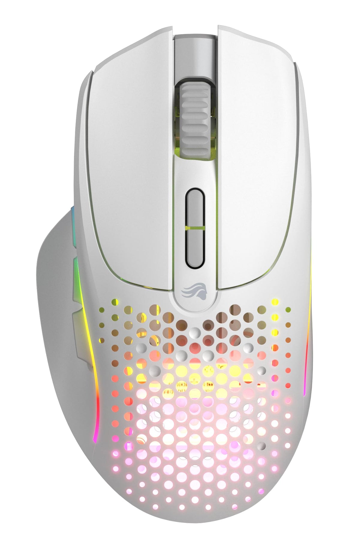 Glorious Gaming Model I 2 Wireless Ratón gaming inalámbrico - Híbrido 2,4 GHz y Bluetooth, superligero, 9 botones (2 intercambiables), RGB, gran batería, MMO/MOBA/FPS, reposapulgares lateral - Blanco
