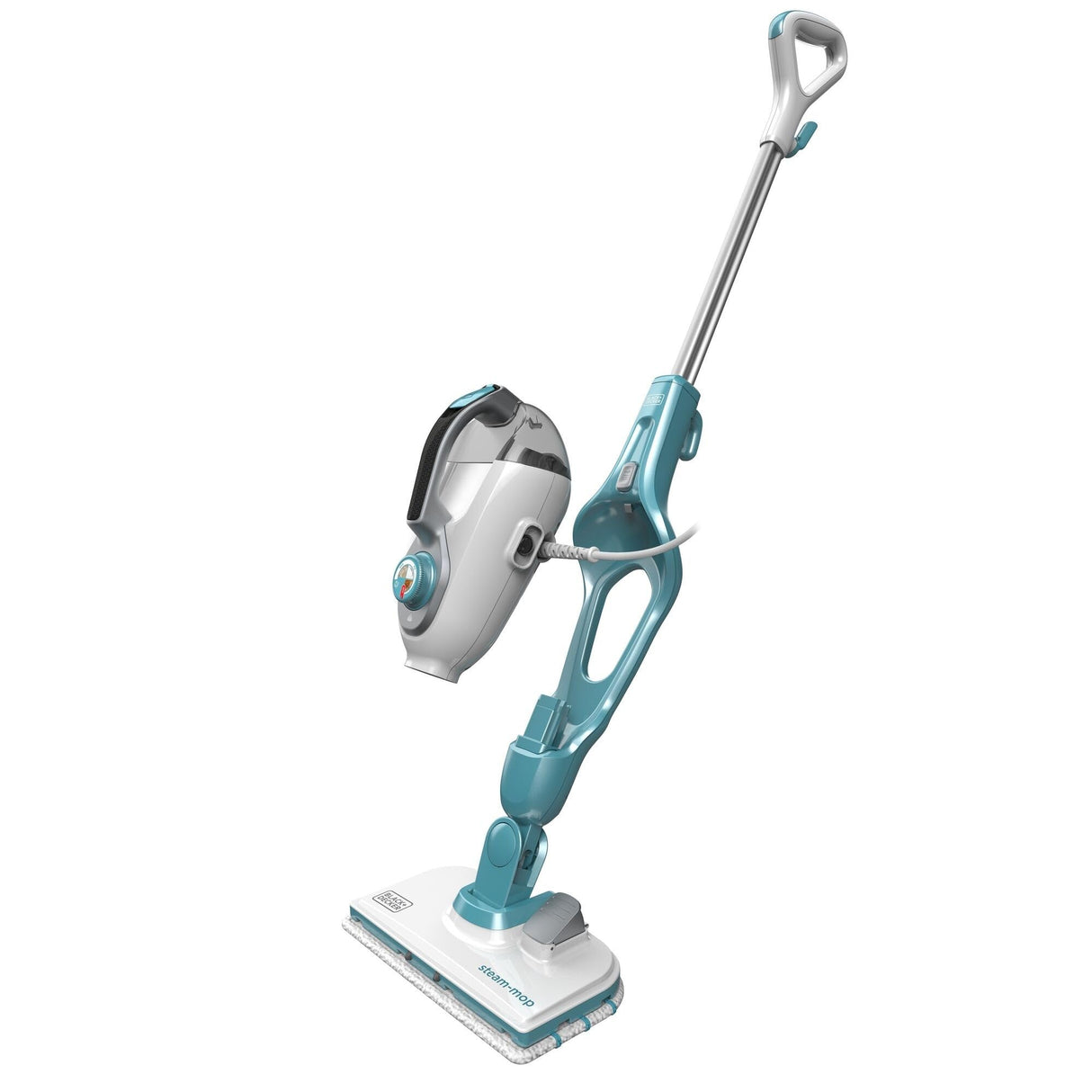 BLACK+DECKER Mopa a Vapor con Cable 1300W 12 Accesorios, Blanco/Azul Cielo, FSMH1321JSM-QS