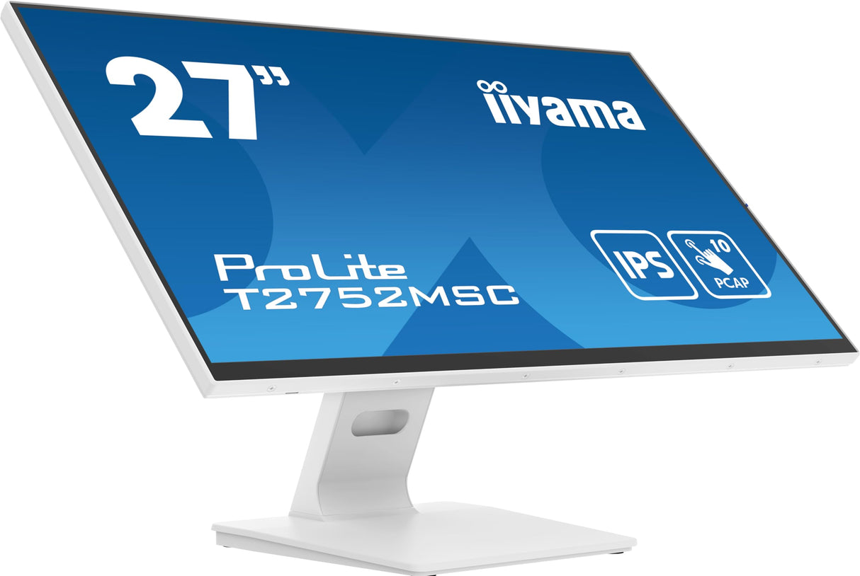 iiyama T2752MSC-W1 27" BLANCO Bonded PCAP 10P Táctil, 1920x1080, Panel IPS, Flat Bezel Free Glass Front, HDMI, Displayport, 360cd/m² ( Táctil), USB Hub 2x 3.2, Altavoces
