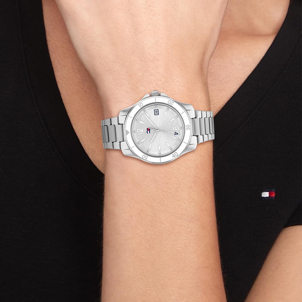 Tommy Hilfiger Reloj Analógico de Cuarzo para Mujer con Correa de Acero Inoxidable Plateada - 1782512