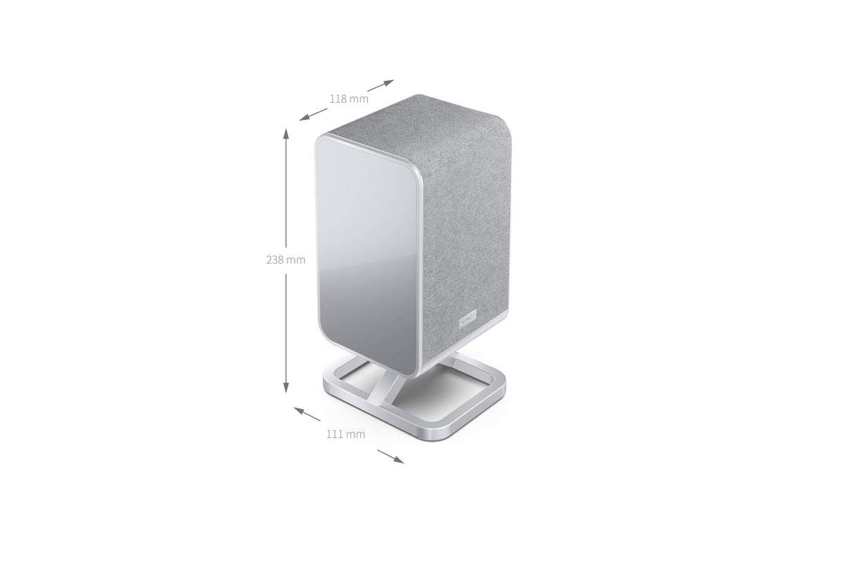 Sharp HT-SPR52021SL Pareja de Altavoces Traseros inalámbricos 1.0.1 para conectar a tu Barra de Sonido Q para Experiencia Mejorada, Sonido Envolvente, Dolby Atmos y DTS:X, P. Maxima 200W, Gris