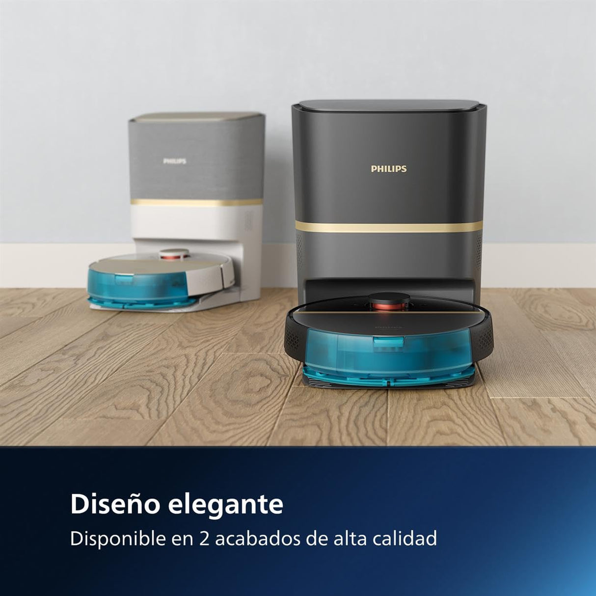 Philips Robot Aspirador y friegasuelos Homerun 7000, succión ultrapotente (5000 Pa), detección de obstáculos pequeños, estación de Vaciado automático, Blanco, Robot Aspirador, Homerun App (XU7100/02)
