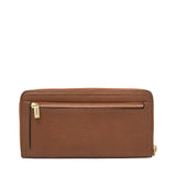 Fossil Billetero para Mujer Logan, Bolso con cremallera de PU y PVC marrón 19,7 cm largo x 1,9 cm ancho x 10,2 cm alto SL7831200