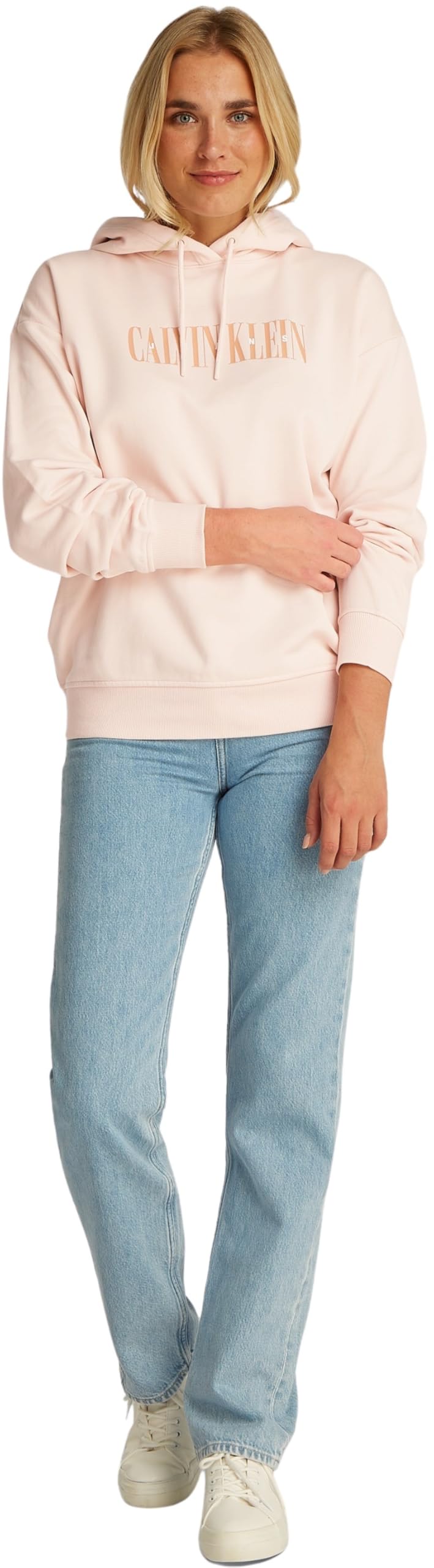 Calvin Klein Hoodie Mujer Varsity de algodón, Rosa (Silver Peony), S