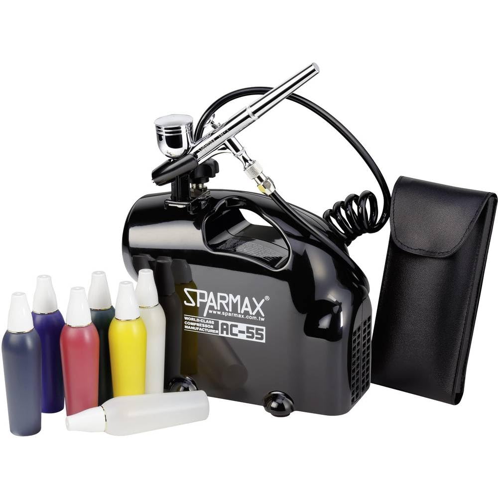 Sparmax SK-55 SK-55 - Kit de aerógrafo para principiantes con compresor de doble acción