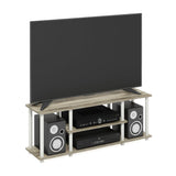 Furinno Soportes de TV de entretenimiento de 3 niveles Roble/Blanco