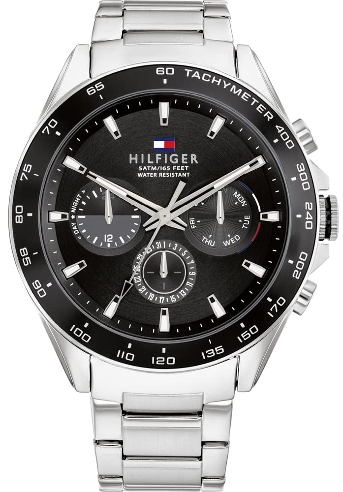 Tommy Hilfiger Reloj Analógico de Cuarzo Multifunción para Hombre con Correa de Acero Inoxidable Plateada - 1791967