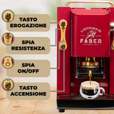 Faber Pro Deluxe Macchina da Caffè Cialde 44mm Cherry Red Ottone