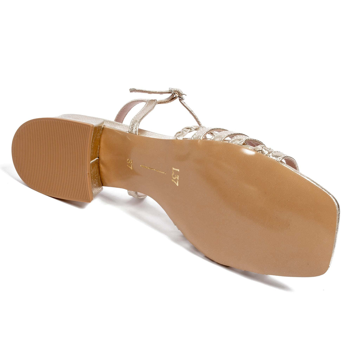L37 HANDMADE SHOES Love To The World, Sandalia de tacón Mujer, Dorado, 37 EU