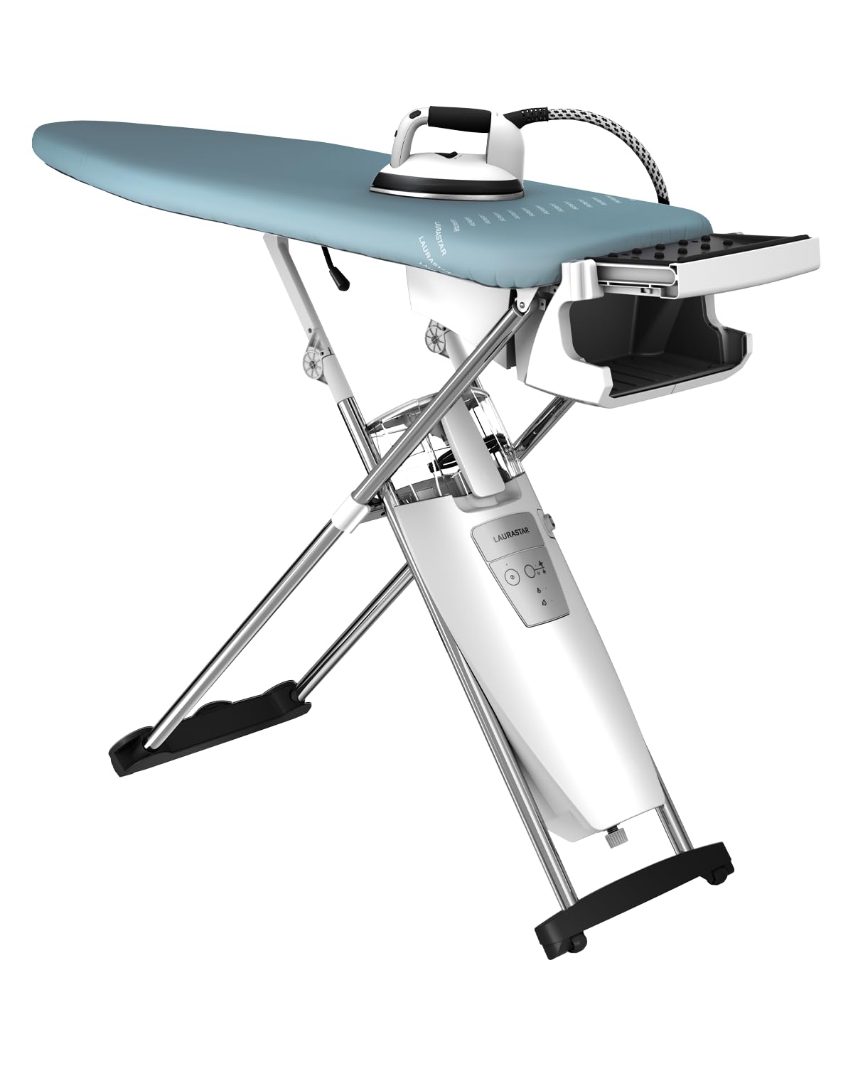 Laurastar S Pure Sistema de planchado, Vapor Higiénico que Elimina las Bacterias y los Ácaros, Tabla Activa, ruedas, Depósito Extraíble, Pearl Blue