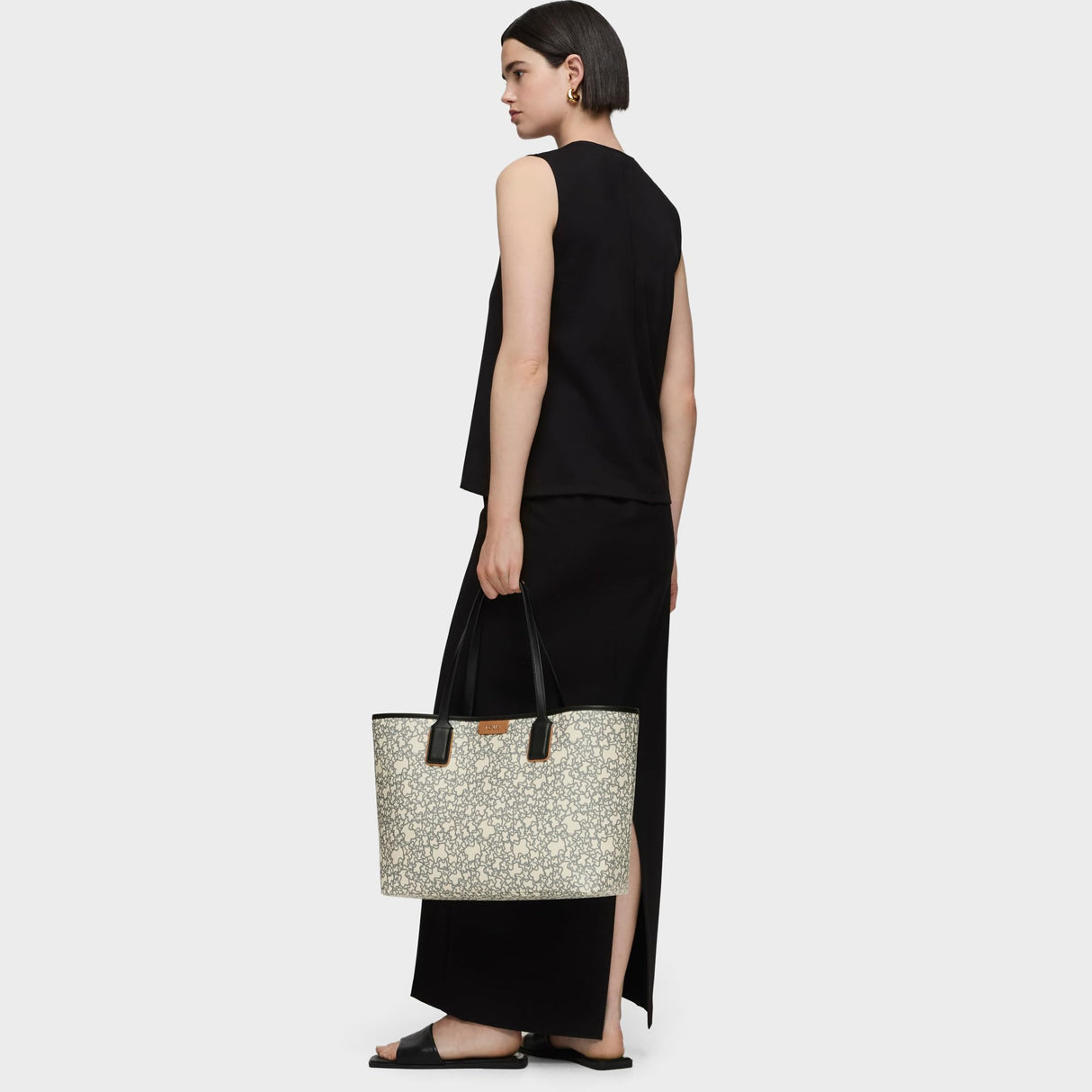 TOUS, CAPAZO XL. K MINI para Mujer, Beige/Negro, SUPER GRANDE