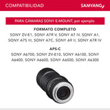 Samyang F1312306101 - Objetivo para vídeo VDSLR para Sony E T3.1 AS IF UMC II (Distancia Focal Fija 100mm, diámetro Filtro: 67mm), Negro