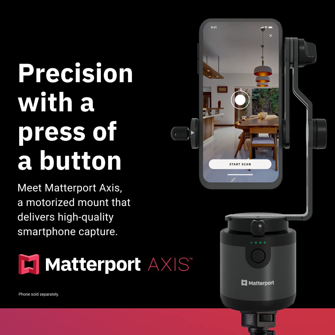 Matterport Axis Gimbal Estabilizador para cámara de teléfono Inteligente - Soporte Giratorio motorizado para escaneos fotográficos 3D 360 Profesionales para teléfonos iPhone y Android