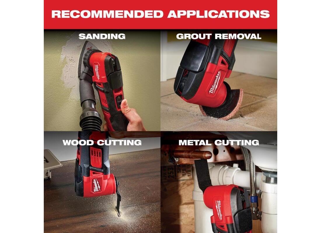 Milwaukee 2626-20 M18 - Multiherramienta orbital inalámbrica de iones de litio de 18.000 OPM con cuchillas de corte de madera y almohadilla de lijado con hojas incluidas (batería no incluida, solo