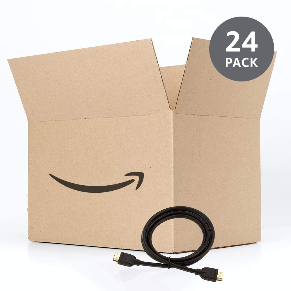 Amazon Basics Cable HDMI 4K de 1.8 m, alta velocidad de 18 Gbps con Ethernet, 4K@60 Hz, 2160p, paquete de 24, Negro