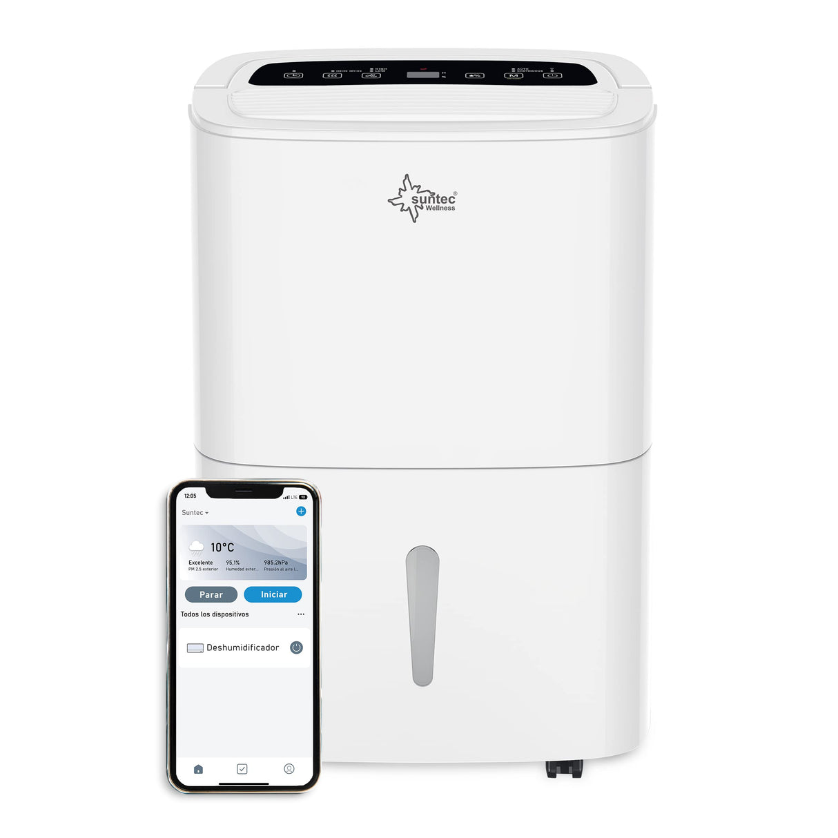 Deshumidificador SUNTEC DryFix 50 select APP - Para habitaciones de hasta 180 m2 o 450 m3 - con control por app - Deshumidificador de habitaciones Smart Home con deshumidificación de 50 l/día