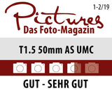 Samyang F1311103101 - Objetivo para vídeo VDSLR para Nikon F (Distancia Focal Fija 50mm, Apertura T1.5-22 AS UMC, diámetro Filtro: 77mm), Negro