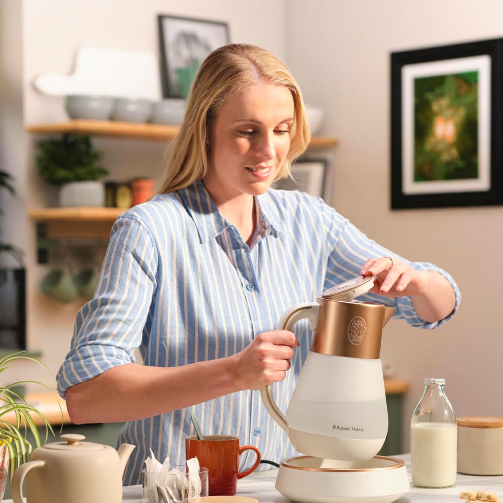 Russell Hobbs 27450-70 Hervidor de Agua Eléctrico de vidrio, 1,7L, temperatura regulable 40-100°C, Calm Iluminiación integra, música y sonidos relajantes, control táctil, 2400W