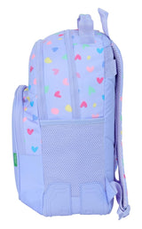 Safta BENETTON LILA - Mochila Escolar Infantil, Ideal para Niños de Diferentes Edades, Cómoda y Versátil, Calidad y Resistencia, 32x15x42 cm