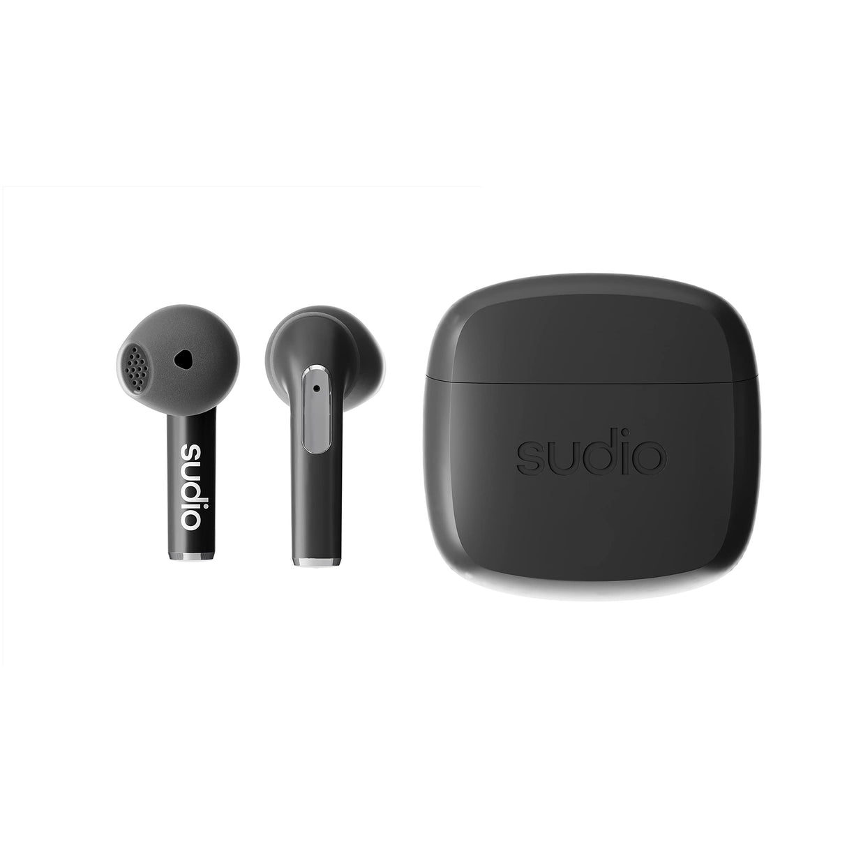 Sudio N2 Midnight Black - True Wireless Bluetooth Open Earbuds,Multipoint-Connection,Micrófono Integrado para Llamadas, 30 Horas de batería con Funda de Carga, IPX4 Resistente al Agua, USB-C y Carga