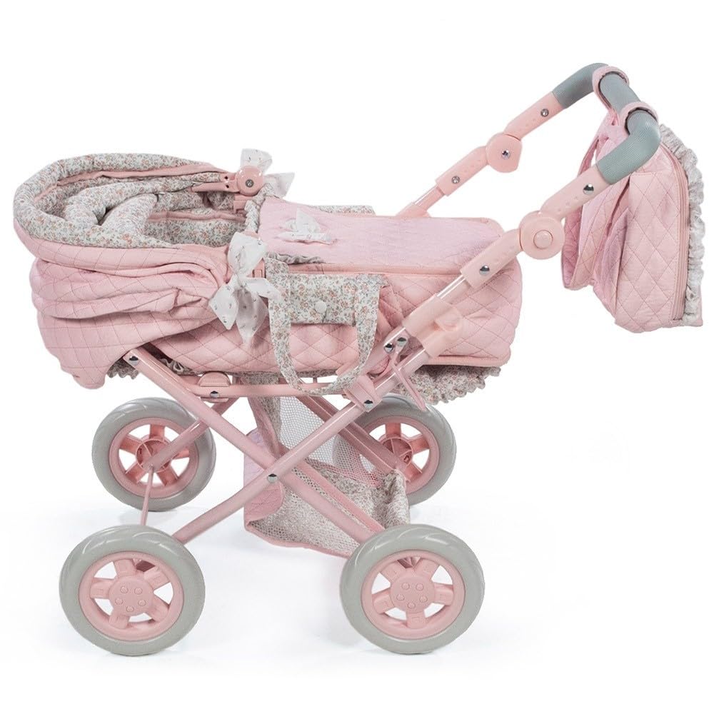 Diset La Nina - Cochecito/Silla para muñecas Violeta Rosa Flor (37X65X44 Cm)