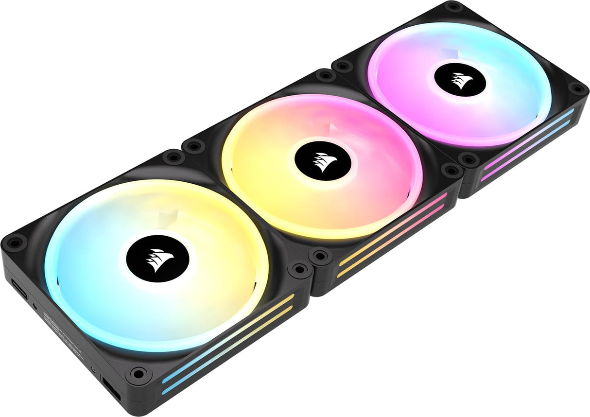 Corsair iCUE Link QX120 RGB 120mm de Cúpula Magnética Ventiladores de Triple Kit de Inicio con Concentrador de Sistema iCUE Link - Negro
