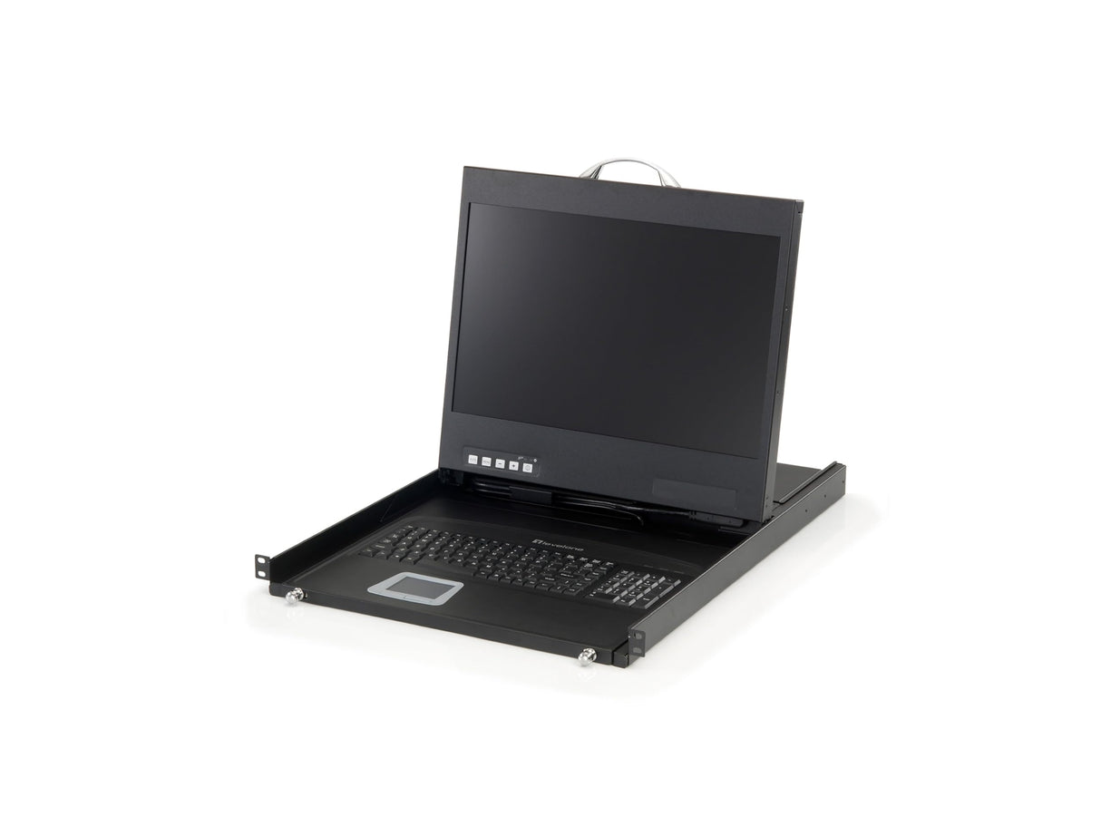 LevelOne KVM-1617DE - KVM-Konsole mit KVM-Switch - 16 Anschlüsse - PS/2-43,2 cm (17") - Rack - einbaufähig - 1280 x 1024 - Schwarz - 1U (590628) Marca LevelOne