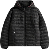 Tommy Hilfiger Cazadora de plumas Mujer Padded Global Stripe Jacket con capucha, Negro (Black), XXL