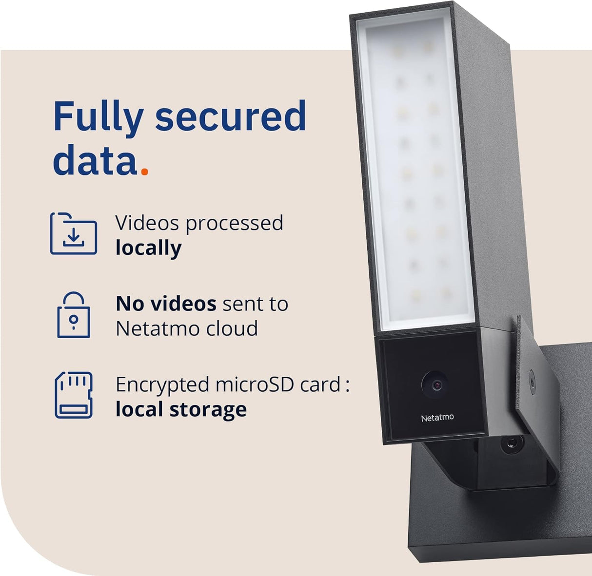 Netatmo Cámara de Vigilancia Exterior Sirena 105 dB y Foco 12W, Video HD, Detección Avanzada de Personas, Animales y Vehículos, Visión Nocturna, Almacenamiento Local Gratis - NOC-S-AMZ