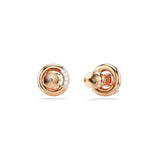 Swarovski Pendientes de botón Dextera, Talla redonda, Blancos, Baño tono oro rosa