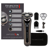 Remington XR1795 Afeitadora Rotativa y Láminas 2 en 1 X9 Limitless X, sistema de corte híbrido SynX, inalámbrica, recargable, uso en seco/mojado, Pivotball de 360°, memorización del afeitado