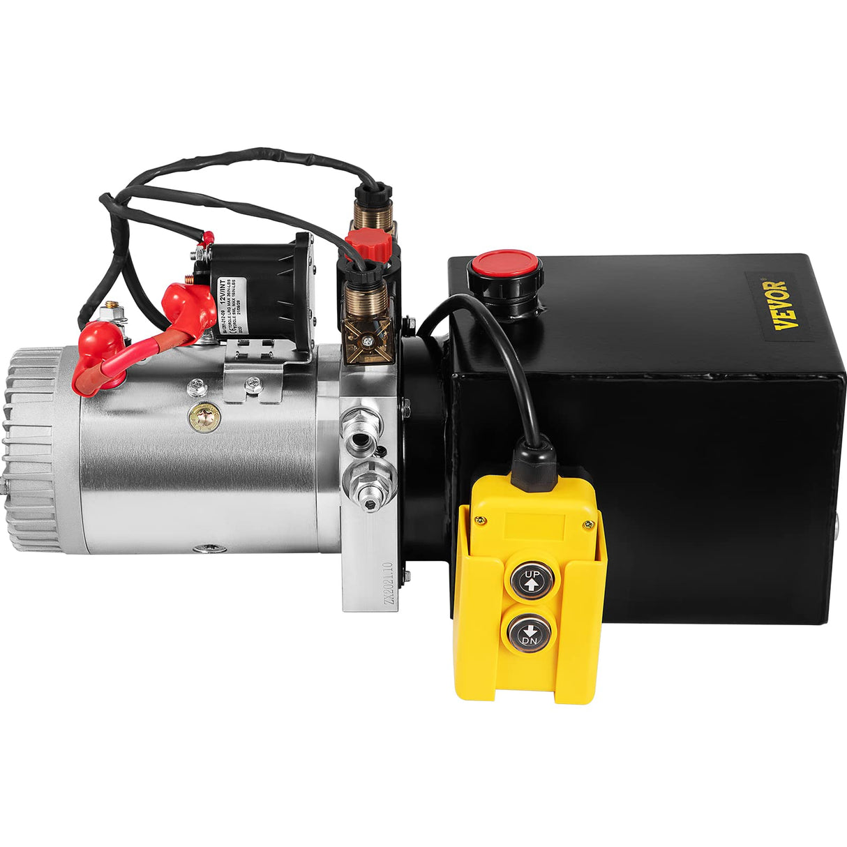 VEVOR Bomba Hidráulica con Efecto Doble 4L, para Remolque y Tanques de Metal, 12V