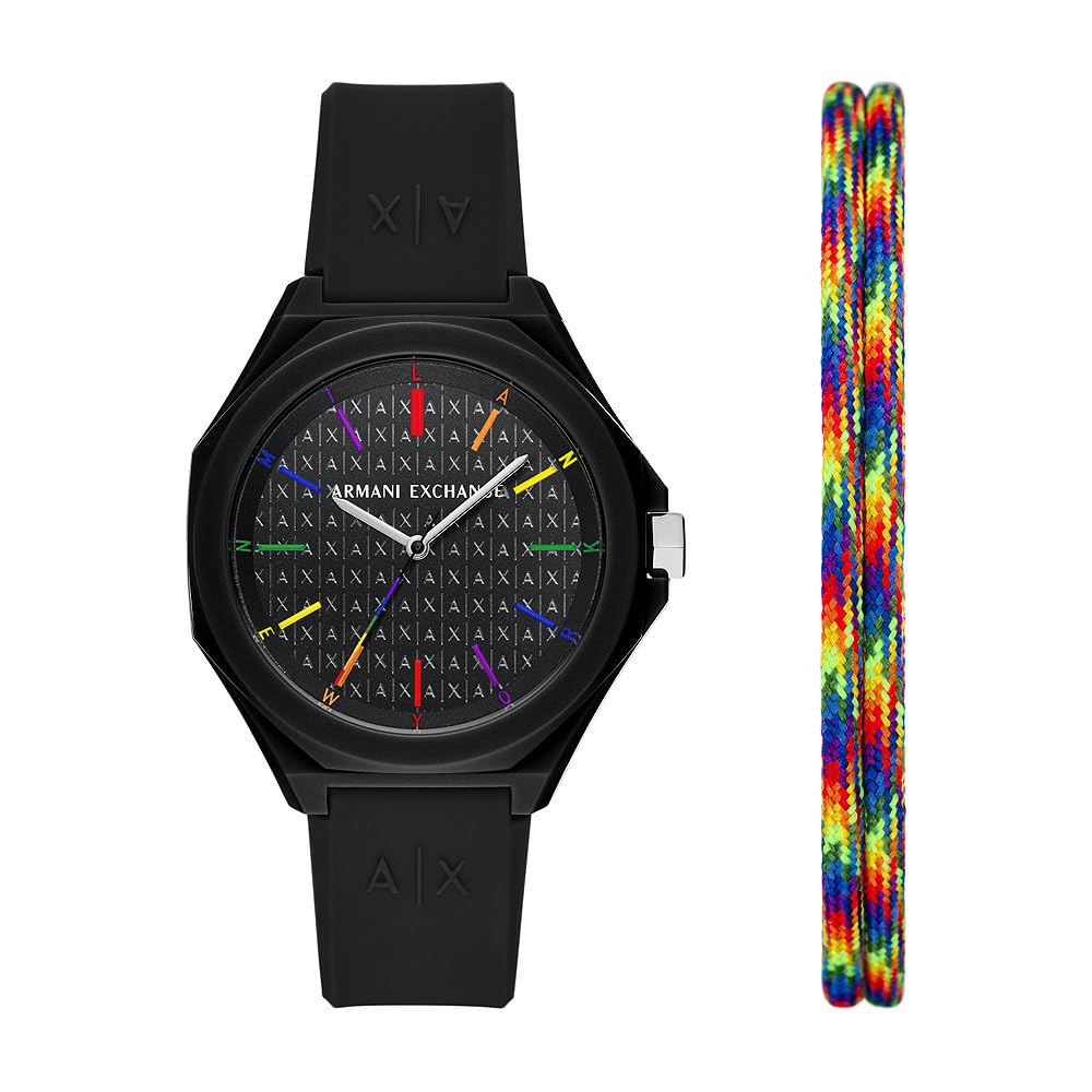 Armani Exchange Orologio da Donna, Movimento al quarzo a tre lancette e cassa da 40 mm con cinturino in Silicone, Conjunto Negro