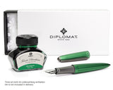 Diplomat Pluma estilográfica Aero Green, pluma de tinta exclusiva con plumín de acero inoxidable y convertidor