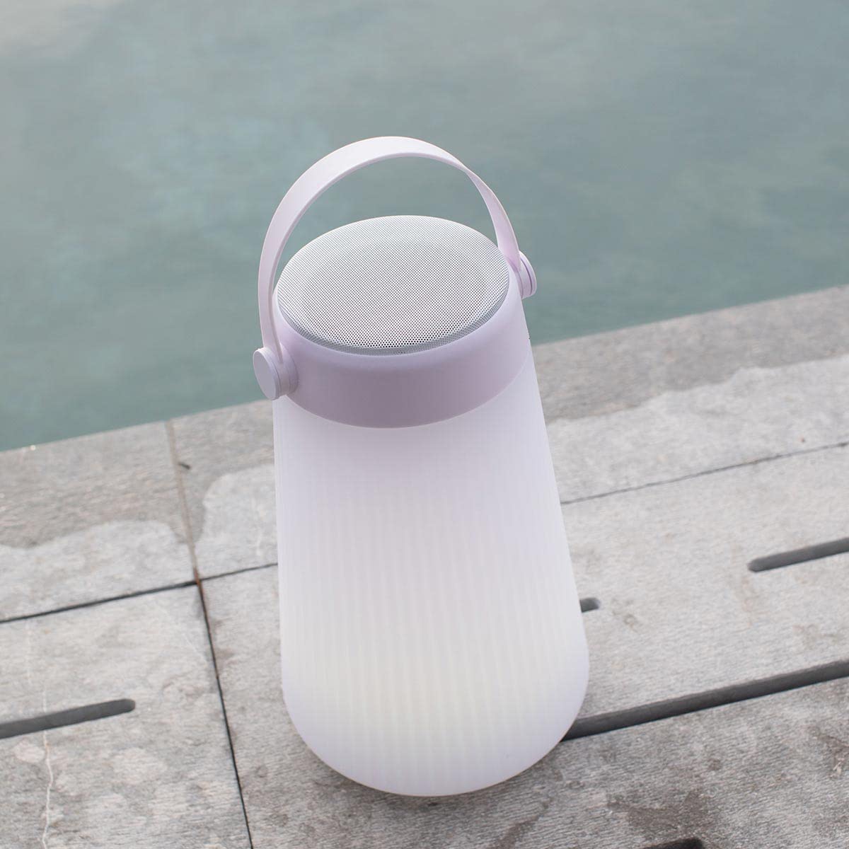 Lumisky TAKE AWAY PLAY - Lámpara portátil 2 en 1 luminosa y musical con Bluetooth, polietileno rotomollado, 3,6 W, blanco, gris, 20 x 20 x 38 cm