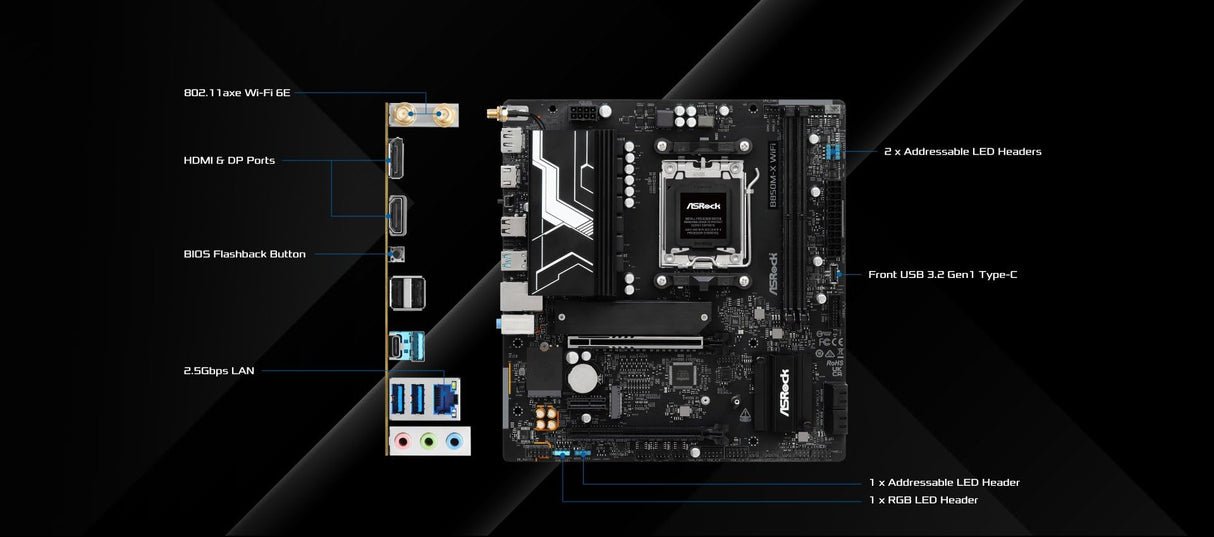 Asrock Placa Base B850M-X WiFi B850 AM5 Micro ATX WiFi R2.0 PCIe 4.0