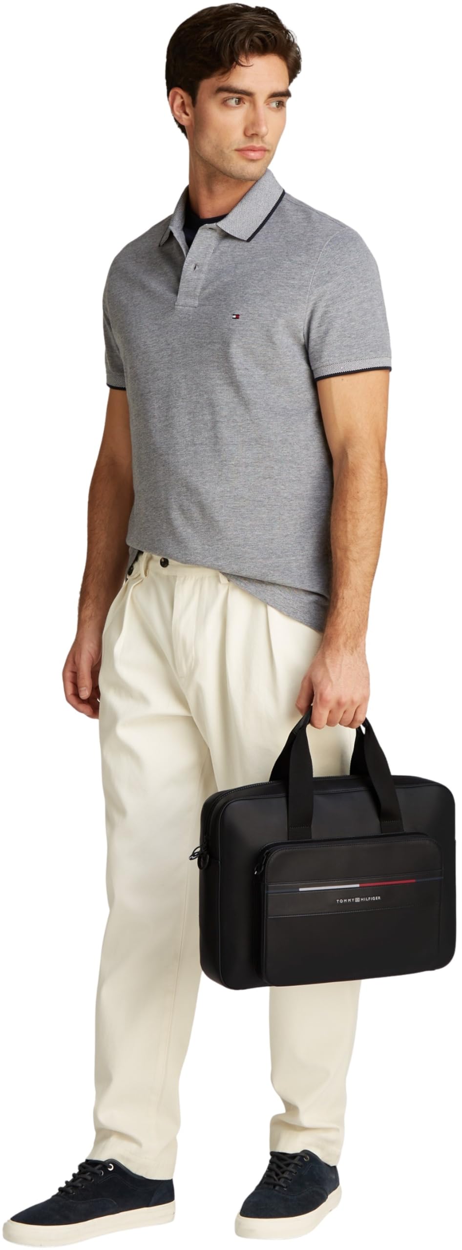 Tommy Hilfiger Maletín para portátil Hombre Foundation con bolsillo exterior, Negro (Black), Talla Única