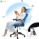 VOUNOT® Silla Oficina Ergonómica, Silla de Escritorio para Ordenador, Ajustable y Reclinable con Reposacabezas, Soporte Lumbar y Reposabrazos Abatibles, Malla Transpirable Ruedas Giratorias 360° Negro
