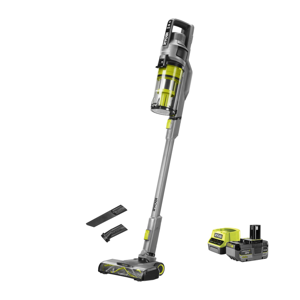 Ryobi RSVS18BL-1C40G Aspirador de Suelo sin escobillas, Antracita