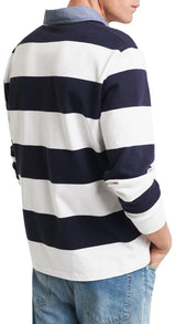 GANT Reg Chambray Stripe Heavy Rugger Camiseta, Fuente de Huevo, L Hombres