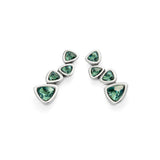 Uno de 50 | Pendientes Largos | con Cuatro Cristales de Color Verde | Bañado en Plata de Ley | Joya Artesanal | Hecho en España