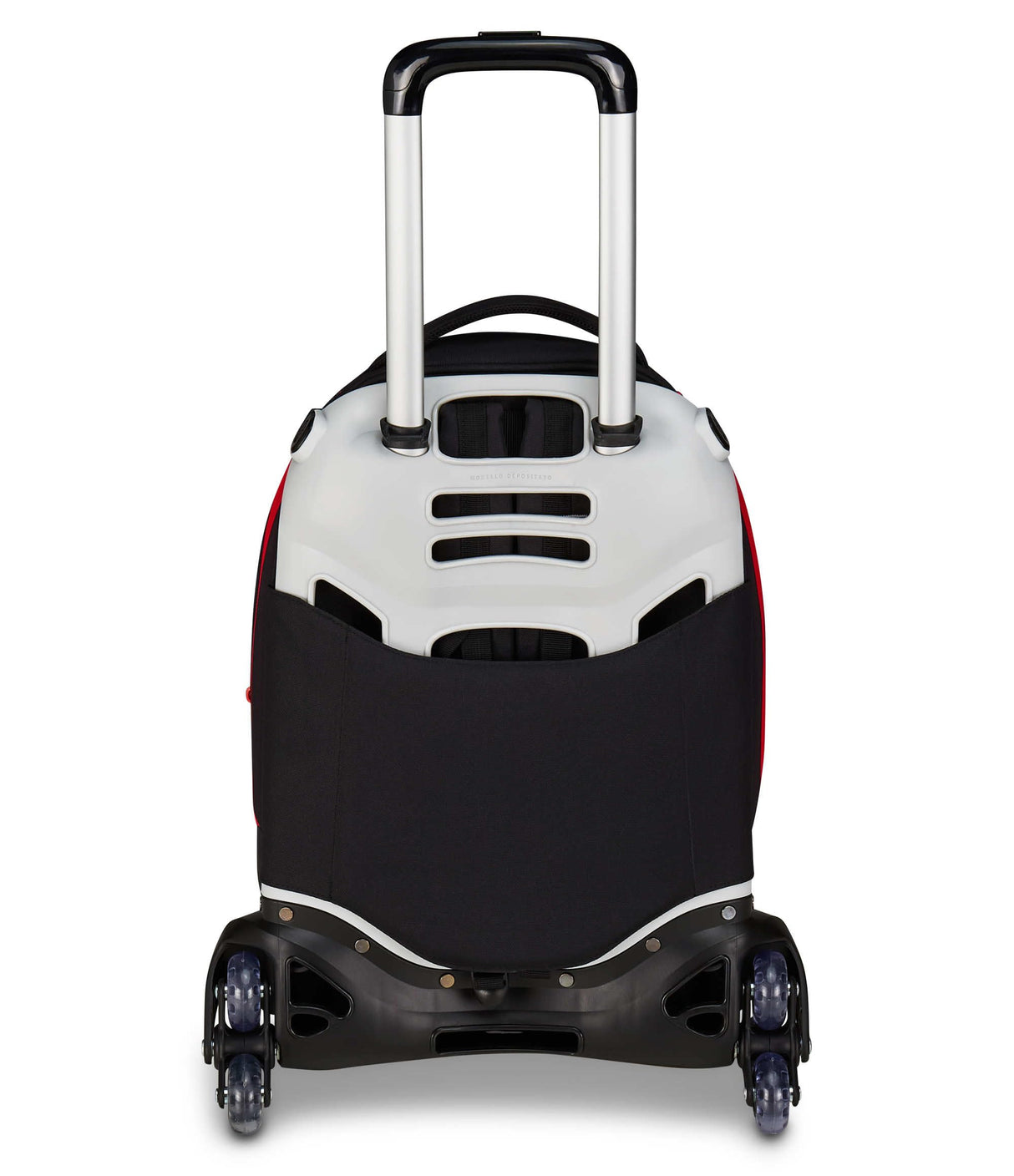 Seven Milan - Mochila escolar Jack de 3 ruedas, color rojo y negro, con carrito desmontable de 33 litros, para escuela primaria y secundaria, para niño, rojo, Talla única, Casual