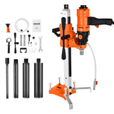 VEVOR Perforadora de Diamante, 2 en 1 Equipo de Perforación 1000/2250 RPM de 2 Velocidades en Seco y Húmedo con soporte, 4 Brocas Diámetro de Perforación de 200 mm para Hormigón, Ladrillo, Piedra