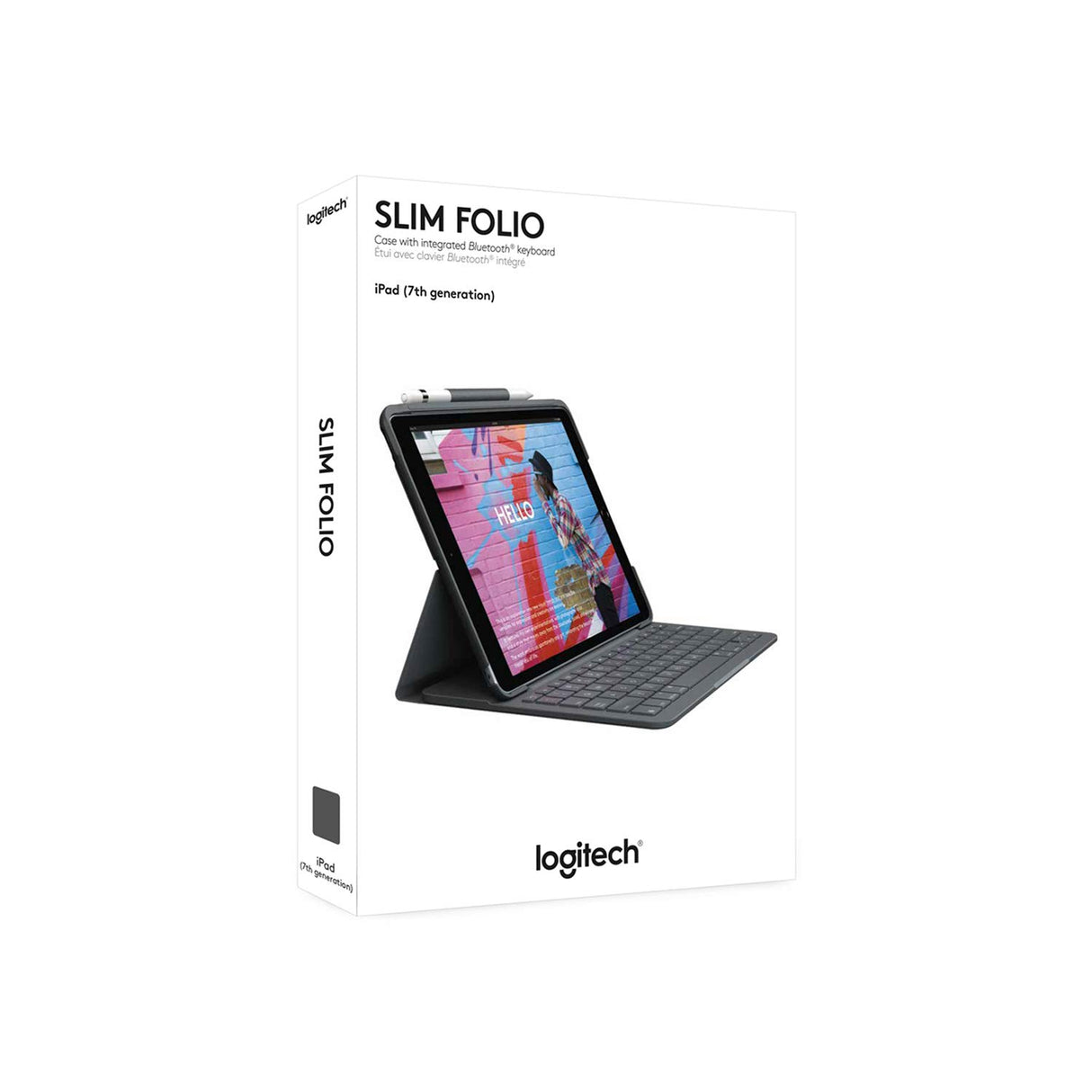 Logitech Slim Folio para iPad 7a generación, Disposición QWERTY Pan Nordic, Gris