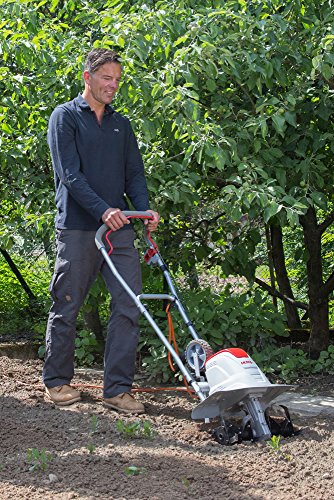 IKRA motoazada eléctrica motocultor cultivador Fem 1500, Ancho útil 17-45cm, Profundidad 23cm, Incluye extirpador Manual