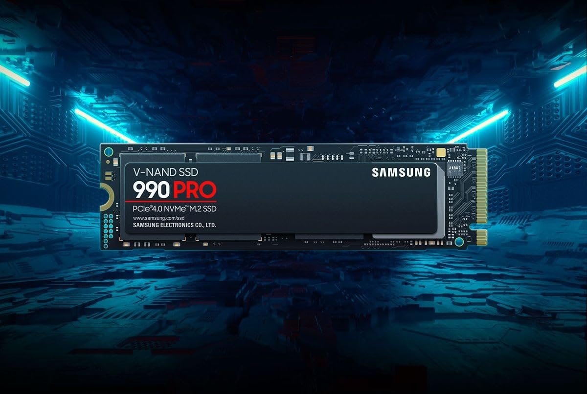SAMSUNG Unidad de estado sólido 990 Pro M.2 1000 GB PCI Express 4.0 V-NAND MLC NVMe, negro, MZ-V9P1T0BW