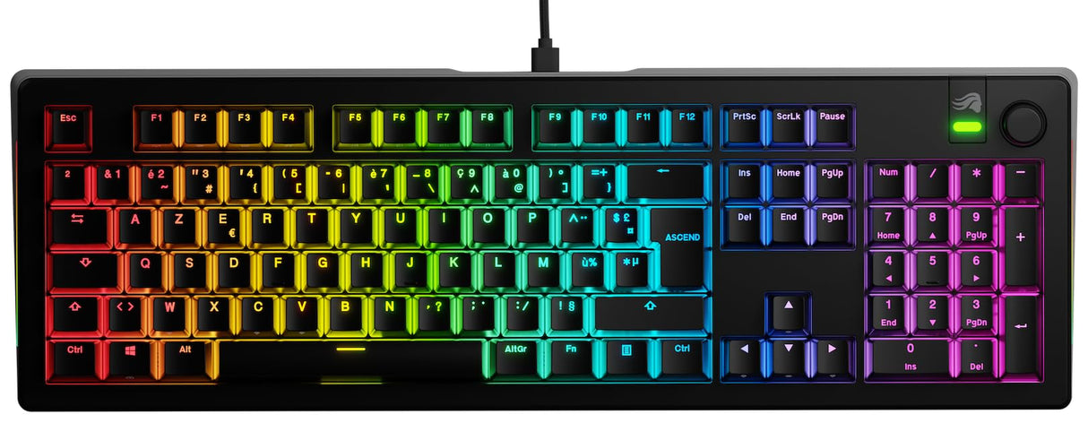 Glorious Gaming GMMK 3 Teclado Gaming Personalizable mecánico, tamaño Completo 100%, Juntas modulares, PBT Doble inyección, Placa de Aluminio, switches Hot Swap 3/5 Pines, AZERTY francés - Negro